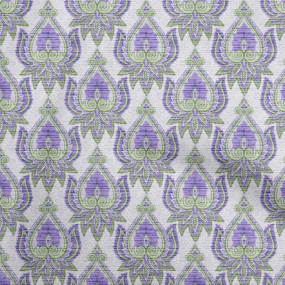 oneOone Cotton Jersey Violet Fabric Asian Traditional Floral With Texture Diy Clothing Quilting Fabric Print Fabric By Yard 58 Inch Wide