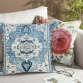 thumbnail image 4 of Teal Blue Mandala Boho Throw Pillow Covers Set of 2 Linen Decorative Throw Pillow Case Cushion Cover Pillowcases for Home Decor Sofa Living Room Bed Couch Car 20x20 in, 4 of 6