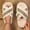 Khaki, variant on thermal Warm Fluffy Open Toe Slippers Women, Cross Strap Flat Slides Thick Plush Lined Shoes for Cold Indoor & Outdoor Winter White 9-9.5(42)