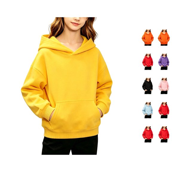 Lumtrix Girls Hoodies Trendy Long Sleeve Hooded Sweatshirt Cute Fall Winter Pullover with Pocket Yellow 150