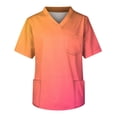 thumbnail image 3 of Domuza Scrubs for Men Top Gradient Tie-Dye Short Sleeve V Neck Carer Uniform Relaxed Fit Comfy Soft Medical Workwear with 3 Pockets Orange 4XL, 3 of 4