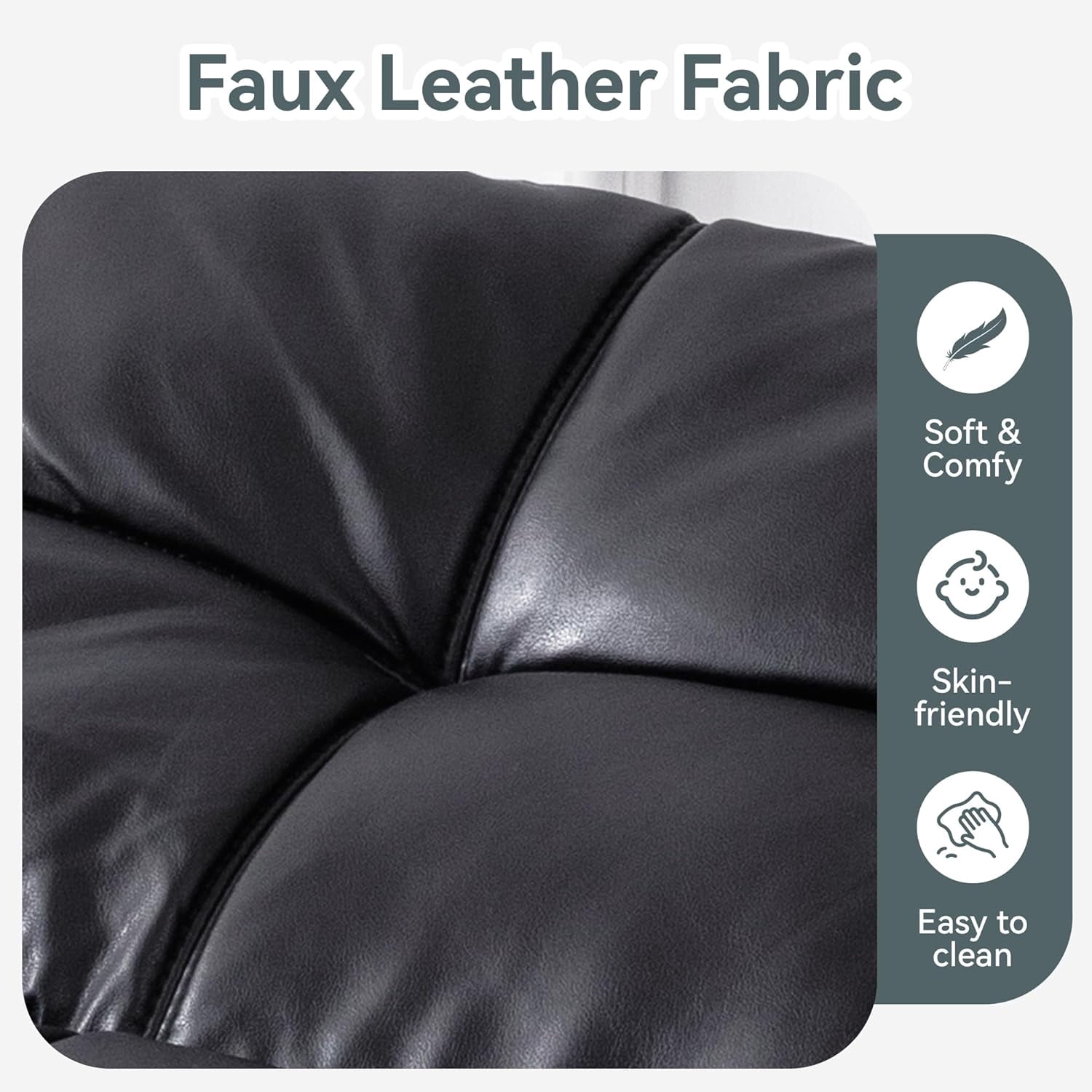 Vyfipt Convertible Futon Sofa Bed, Black Faux Leather Futon Couch with Adjustable Backrest & Armrests, Folding Small Recliner Sleeper Sofa Bed for Living Room, Apartment, Office