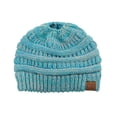 thumbnail image 2 of C.C Bonnet Queue de Cheval Extensible Doux Tricot Torsadé Chignon Haut, Mélange Turquoise, 2 of 2