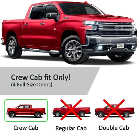 Voron Glass in-Channel Extra Durable Rain Guards for Trucks Chevrolet (Chevy) Silverado/GMC Sierra 1500 2019-2024 Crew Cab, Window Deflectors, Vent Window Visors, 4 pcs. - 220089