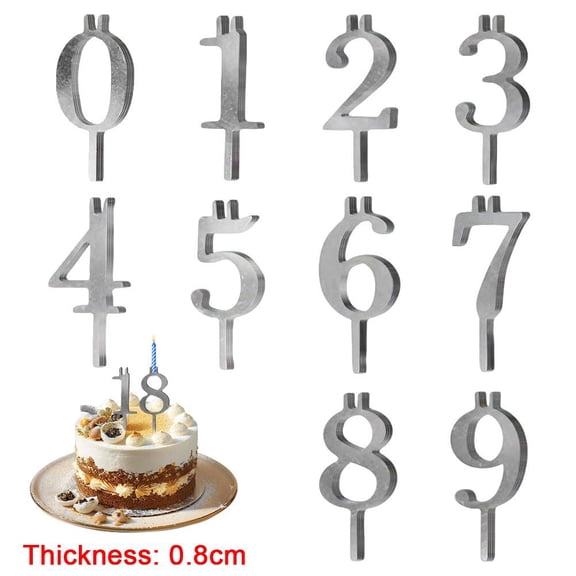Reusable Number Birthday Candle Holder Set,0-9 Digital Birthday Cake Candle Holders Set,Silver Cake Topper Decorations, Adjustable Candles Stand, Party Cakes Accessories for Party Holiday Home