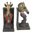 thumbnail image 1 of Design Toscano Serengeti Soiree Giraffe and Zebra Book End Statues, 8 Inch, Set of Two, Full Color, 1 of 4