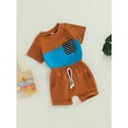 thumbnail image 3 of Bagilaanoe 2pcs Toddler Baby Boy Short Pants Set Contrast Color Short Sleeve T Shirt Tops + Shorts 6M 12M 18M 24M 3T Kids Casual Summer Outfits, 3 of 8