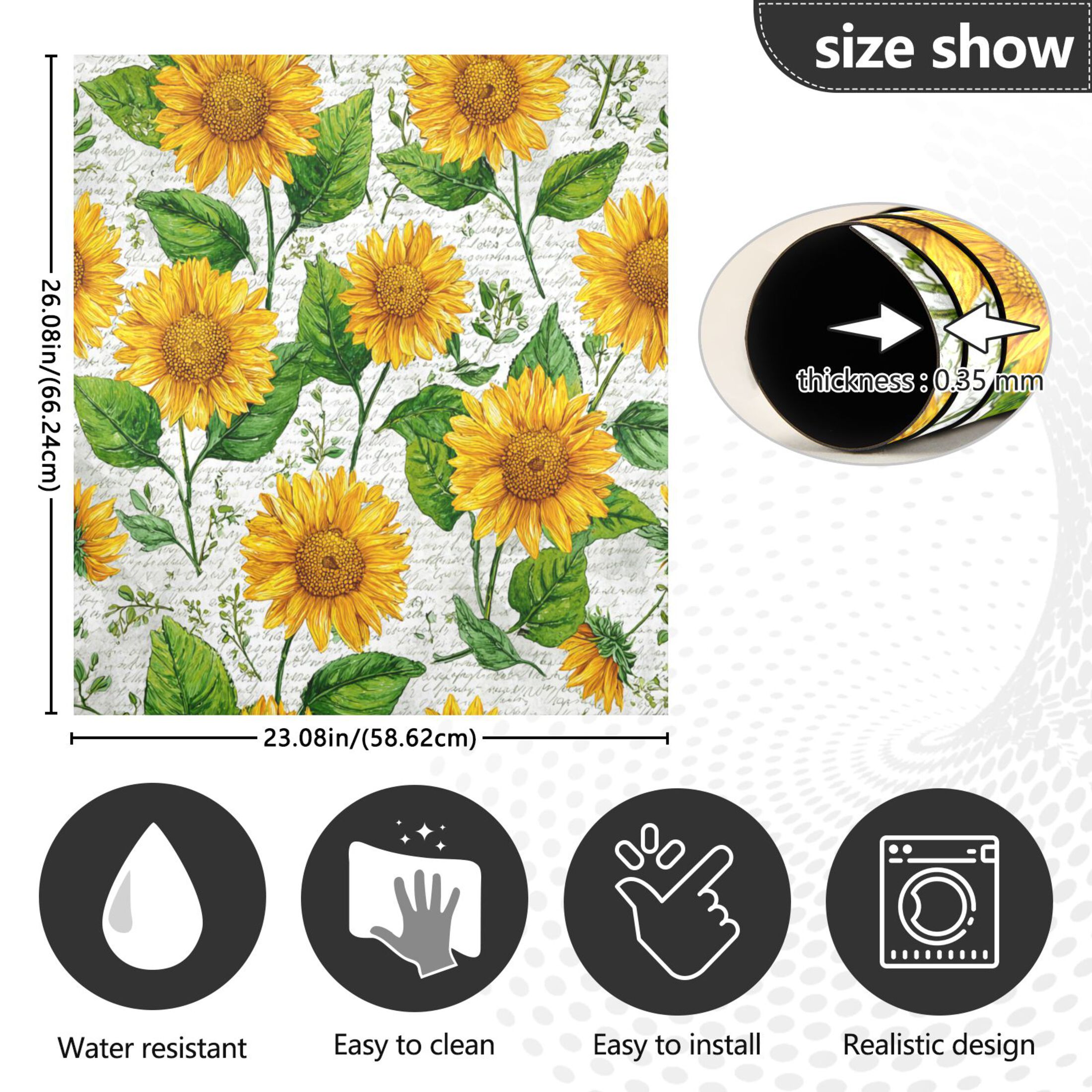 Dishwasher Magnetic Refrigerator Magnet Cover Sticker Home Decorative 23"x26" Bright Yellow Sunflowers