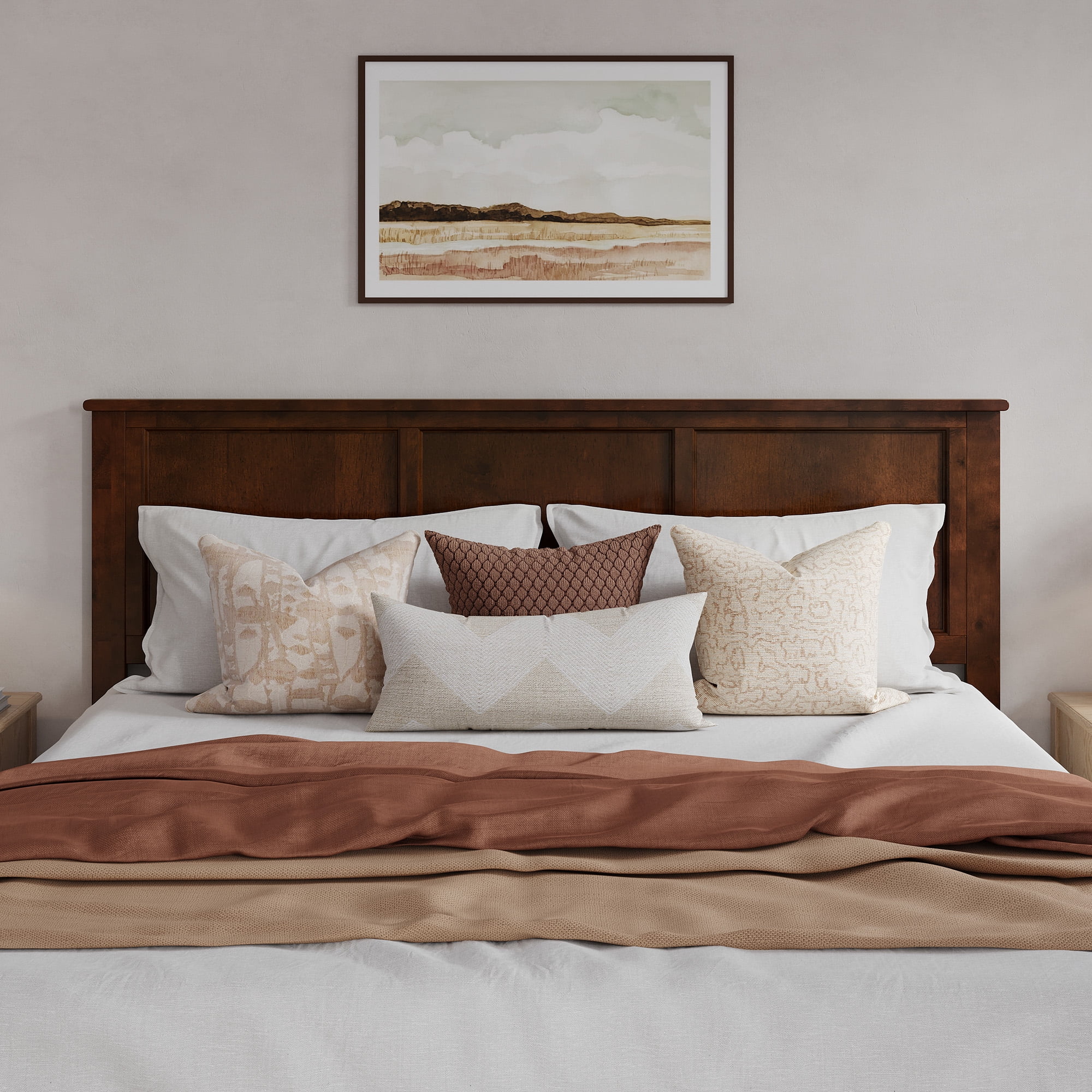 AFI Madison King Solid Wood Panel Headboard, Walnut