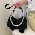 thumbnail image 3 of Jiibva Retro Bow Pearl Shoulder Bag Bow Handbag Fashionable Pearl Armpit Bag Woman Underarm Bag Sweet Crossbody Bags, 3 of 7