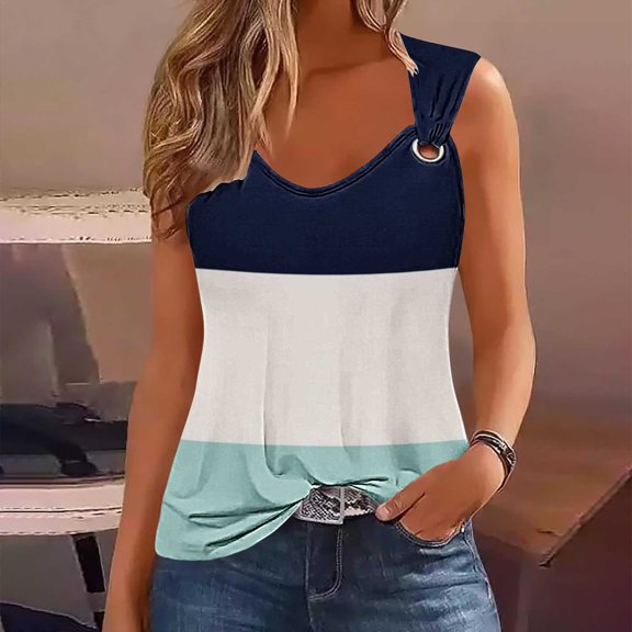 Meichang Womens O Ring Shoulder Tank Tops Summer Vintage Floral Graphic Casual T-Shirts Scoop Neck Sleeveless Loose Fitting Clothes Lightweight Work T Shirts Green L