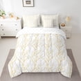 thumbnail image 2 of Feelyou Fashion Branches Plant Bedding Comforter Set 7 Pieces for Teen, Yellow Grey Leaf Botabical Full Bedding Set, Rustic Farmhouse Reversible Fitted Sheet Flat Sheet, Super Cozy Room Decor, 2 of 8