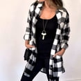 thumbnail image 3 of Womens Long Plaid Jacket Tops Fashion Lapel Shirt Button Down Long Sleeve Coat Casual Tunic with Pockets, 3 of 7
