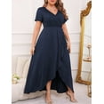 thumbnail image 6 of FOLUNSI Plus Size Formal Dresses Glitter V Neck Split Wedding Cocktail Long Evening Dress Noble Blue 2XL, 6 of 7