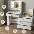 thumbnail image 4 of FANRAL 57" Fluted Vanity Dresser Combo with Lighted Mirror,RGB Adjustable Lighting & 8 Drawers,Mid-Century Modern Dressing Table with Built-in Charging Station for Bedroom,White Vanity, 4 of 8
