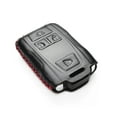 thumbnail image 3 of Vitodeco Genuine Leather Key Fob Case Cover Compatible for 2019-2021 GMC Sierra, Canyon, Chevy Silverado 1500, Tahoe, Colorado, Suburban (4-Button, Black/Red), 3 of 5