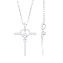 Rosec Jewels Lab Grown Diamond Cross Pendant with Heart Infinity (Ef-Vs Quality) - Womens Ready to Gift for Christmas, 18K White Gold