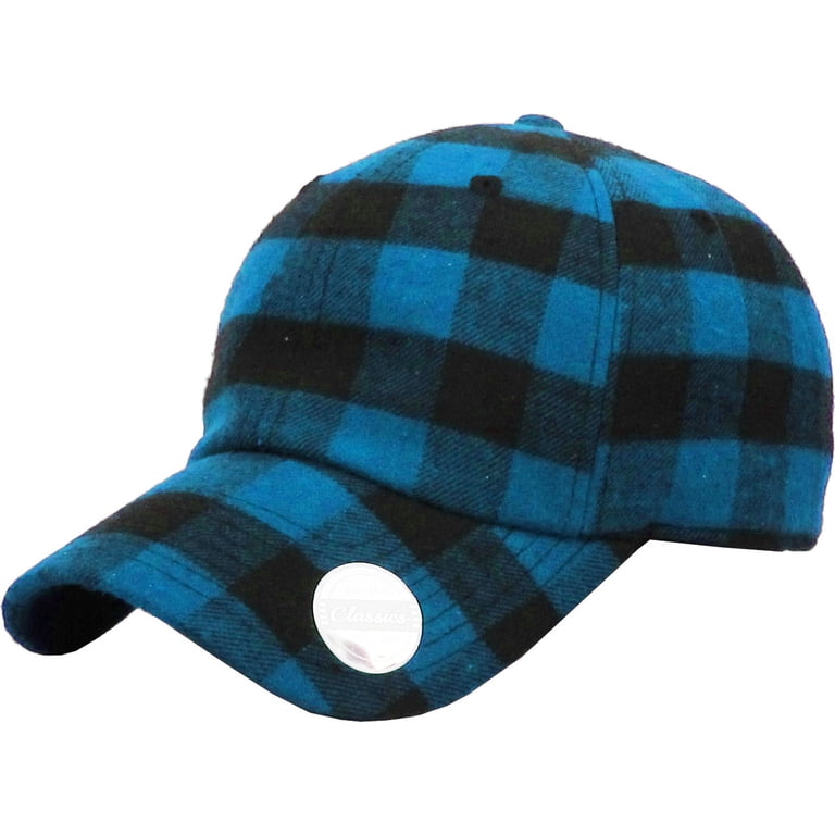 帽子 LAUG PLAID ORGANIC COTTON CAP (BLUE) Aqua-Black Buffalo Plaid Classic Baseball Cap Dad Hat - Walmart.com