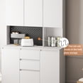 thumbnail image 3 of HIUU White Buffet Cabinet Storage with Drawers - Kitchen Pantry Cabinet with Microwave Stand and Charge Station, Tall Cabinet for Living room, Dining room., 3 of 7