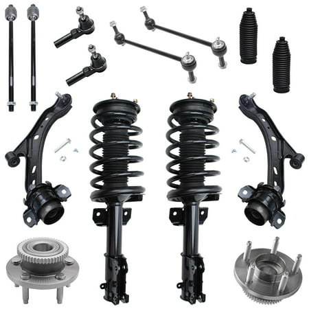 Detroit Axle - Front Struts Lower Control Arms Wheel Hub Bearings Inner Outer Tie Rods Sway Bars Replacement for Ford Mustang