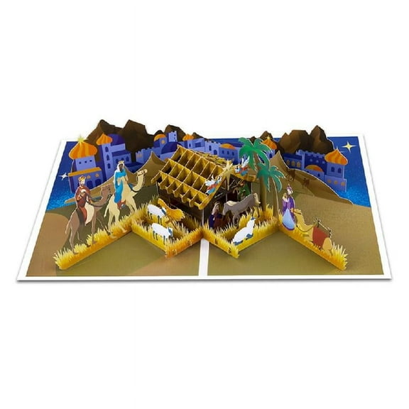 Milue Unique 3D Christmas Popup Greeting Card Nativity Scene Postcard with Envelope