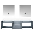 thumbnail image 3 of 72 In. X 22 Dark Grey Bathroom Cabinet With White Quartz Surface & 30 Led Mirrors - Countertop Modern Style, 3 of 4