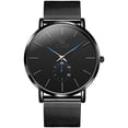 thumbnail image 3 of OLEVS Black Watches for Men Fashion Simple Ultra-Thin Minimalist Mesh Stainless Steel Strap Waterproof Quartz Analog Mens Wrist Watch, Gifts for Men, 3 of 11