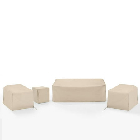 Crosley Furniture Covers 4-Piece Traditional Vinyl Outdoor Sofa Cover Set in Tan