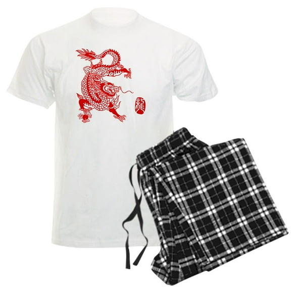 CafePress - Asian Dragon Men's Light Pajamas - Men's Light Loose Fit Cotton Pajama Set