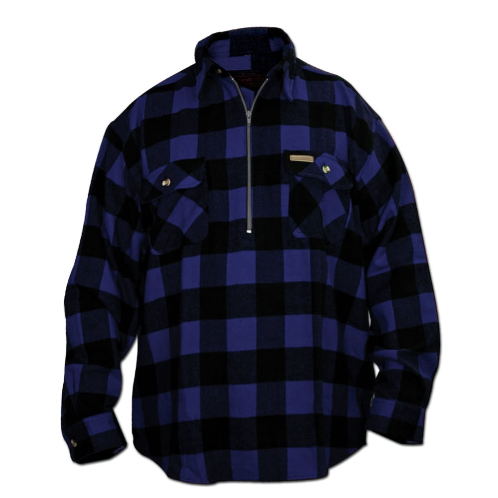 Hickory Shirt Co. Classic Zip Long Sleeve Flannel Blue - Tall, X-Large - Walmart.com