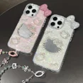 thumbnail image 6 of Cute Cartoon Sanrio Hello Kitty Glitter Phone Case For iPhone 17 16 15 14 13 12 Pro Max Shockproof Hard Makeup Mirror Cover, 6 of 17