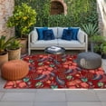 thumbnail image 2 of Red Boho Floral Outdoor Rug for Patio/Deck/Porch, Non-Slip Large Area Rug 5 x 8 Ft, Vintage Southwestern Ethnic Tribe Botanical Indoor Outdoor Rugs Washable Area Rugs, Camping Rug Carpet Runner, 2 of 8