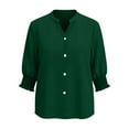 thumbnail image 4 of jobturf Womens Tops Dressy Casual Smocked Cuff 3/4 Sleeve V Neck T Shirts Spring Trendy Button Down Shirt Business Office Work Blouses S-XXL, 4 of 7