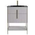 thumbnail image 3 of Fine Fixtures Serenity 24 in. W x 18 in. D Bathroom Vanity in Bright Taupe with Glass Single Hole top with Satin Brass Hardware, 3 of 4