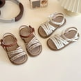 thumbnail image 4 of BOBOGOJP Little Girl Sandals Girls Leather Soft Opened Toe Princess Flat Shoes Summer Sandals Beige for 8.5, 4 of 9