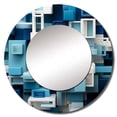 thumbnail image 2 of Designart "Geometric Focus Op Art Blue" Abstract Rund Mirror For Wall Decor - Large Blue Round Print Mirror - Round Modern Mirror - Wall Mounted Round Large Mirror - 23" x 23", 2 of 6