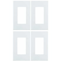 Leviton 80301-SW 1-Gang Decora Plus Wallplate Screwless Snap-On Mount 4 Pack, White