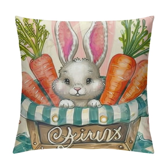 PCS Easter Pillow Covers Inches Bunny Easter Pillow Cases for Home Bed Holiday Farmhouse Outdoor Decoration Pink Easter Throw Pillow Covers for Sofa Couch Cushion