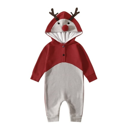 

Boys Girls Long Sleeve Christmas Deer Hooded Romper Cartoon Jumpsuit Clothes Newborn Baby Boys Girls Overalls Christmas Outfit Baby Girl Newborn Clothes for Girls