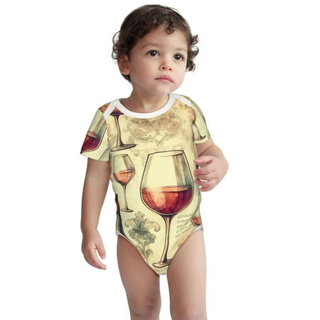 

Kdxio Wine Pattern Unisex Baby Cotton Short Sleeve Bodysuits-12 Months