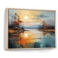 thumbnail image 2 of Designart "Riverside Reflection Orange Rivers painting II" Modern Floater Framed Canvas Print, 2 of 7