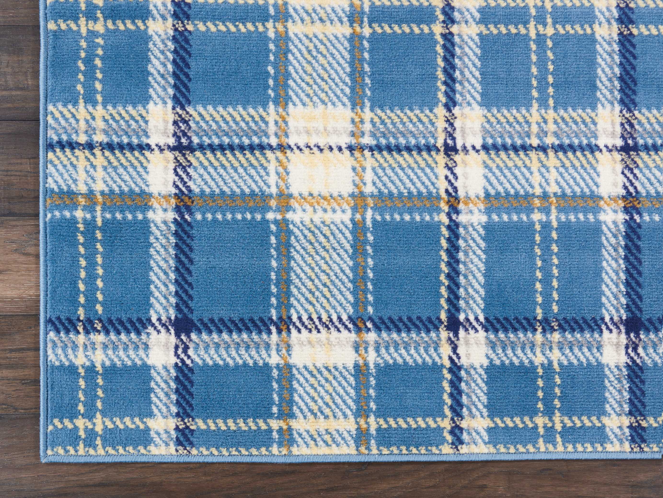 Blue Farmhouse Plaid Area Rug by Pinewood Grove