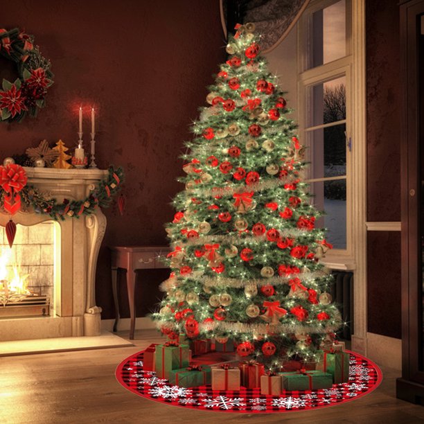 Falda de árbol de Navidad Goblin Snowflake 90cm Almohadilla de árbol de Navidad para sala de estar (ASQ65)
