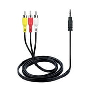 Guy-Tech 5FT Cable AV 3.5mm A/V mini plug to 3 RCA Red White Yellow Audio Video TV Cable Cord Lead For Micca Speck Speck G2 1080p Full-HD Ultra Portable Slim HD MPLAY Digital Media HD Player