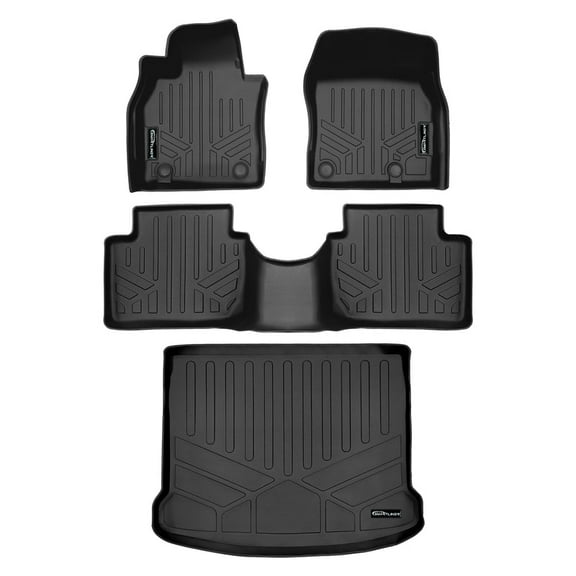 SMARTLINER Custom Fit All Weather 2 Row Floor Mats & Cargo Liner Set Black Compatible With 2019-2023 Mazda 3 (Only Fits AWD Hatchback Models)