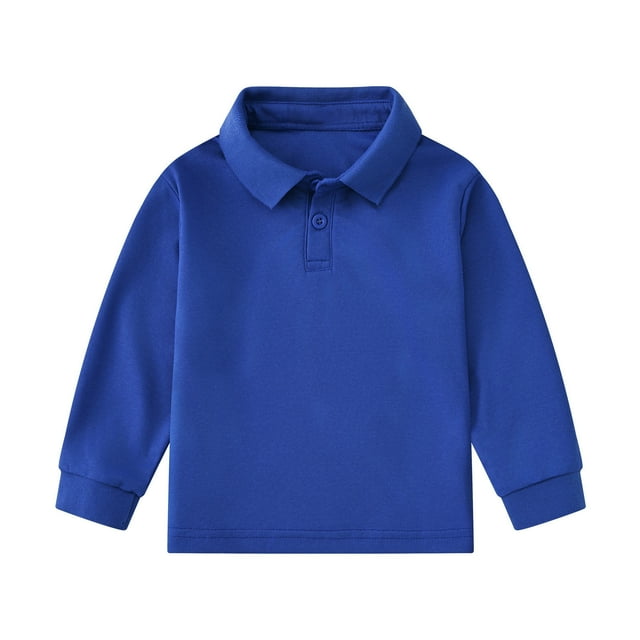 PMVFHDE T-Shirts pour Garçon T-Shirts Graphiques Tout-Petits Garçons Filles Manches Longues Décontracté Uni Hauts Gentleman Chemises de Vacances T-Shirt Bleu Foncé,1-2 Ans