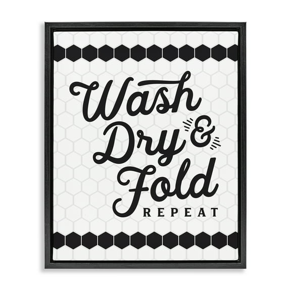 Stupell Industries Geometric Laundry Phrase Typography Painting Black Floater Framed Art Print Wall Art, 17 x 21