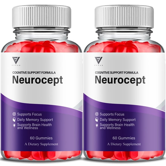 (2 Pack) Neurocept Brain Supplement Neuro Cept Premium Memory Gummies, Neurocept Advanced Memory & Focus Support Supplement (120 Gummies)