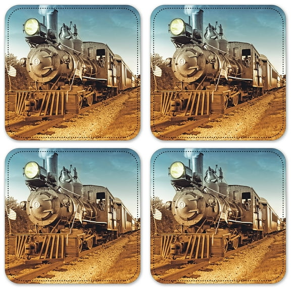 Vinyl Drink Coasters - Set of 4 - Train