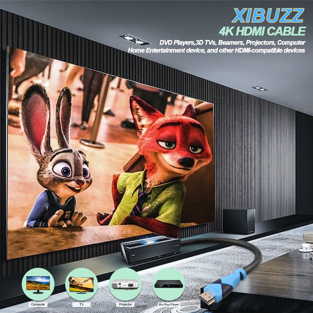 XIBUZZ 30ft 4K HDMI Cable - High Speed 10Gbps, 60Hz, 1080p Full HD, CL3 In-Wall Rated, ARC, Ethernet